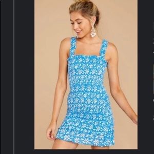 Blue and white floral summer dress